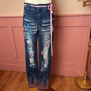 rockstar atomic y2k bling denim jeans

R3BEL always lit
sz 34/32